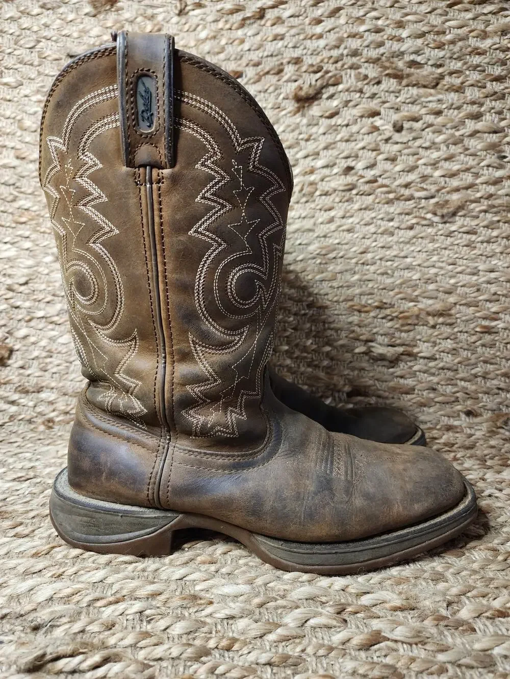 DB4443 Durango Western 12” Brown Boots Mens Rebel Leather Size 8.5 EE Extra Wide